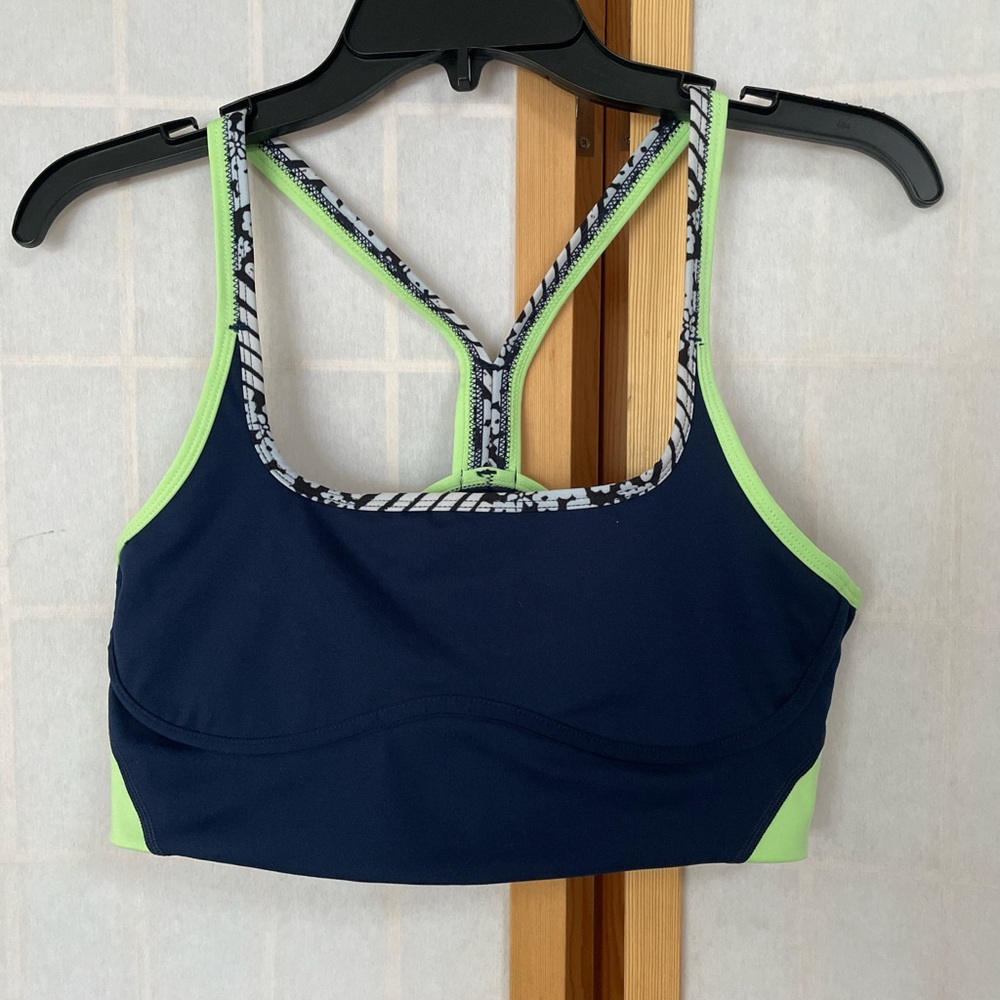 Women's Navy and Green Sports Bra